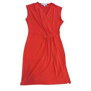 Michael Kors Sleeveless V-neck Coral Red Midi Dress Size XS
